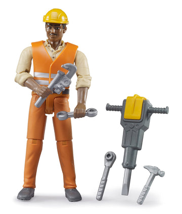 Bruder 60021 bworld Construction Worker Medium Skin with Accessories