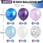 Frozen Balloons Set, 12 Inch Metallic Blue Purple Balloons Snowflake Confetti Latex Balloons Metallic Silver Helium Balloon Gril