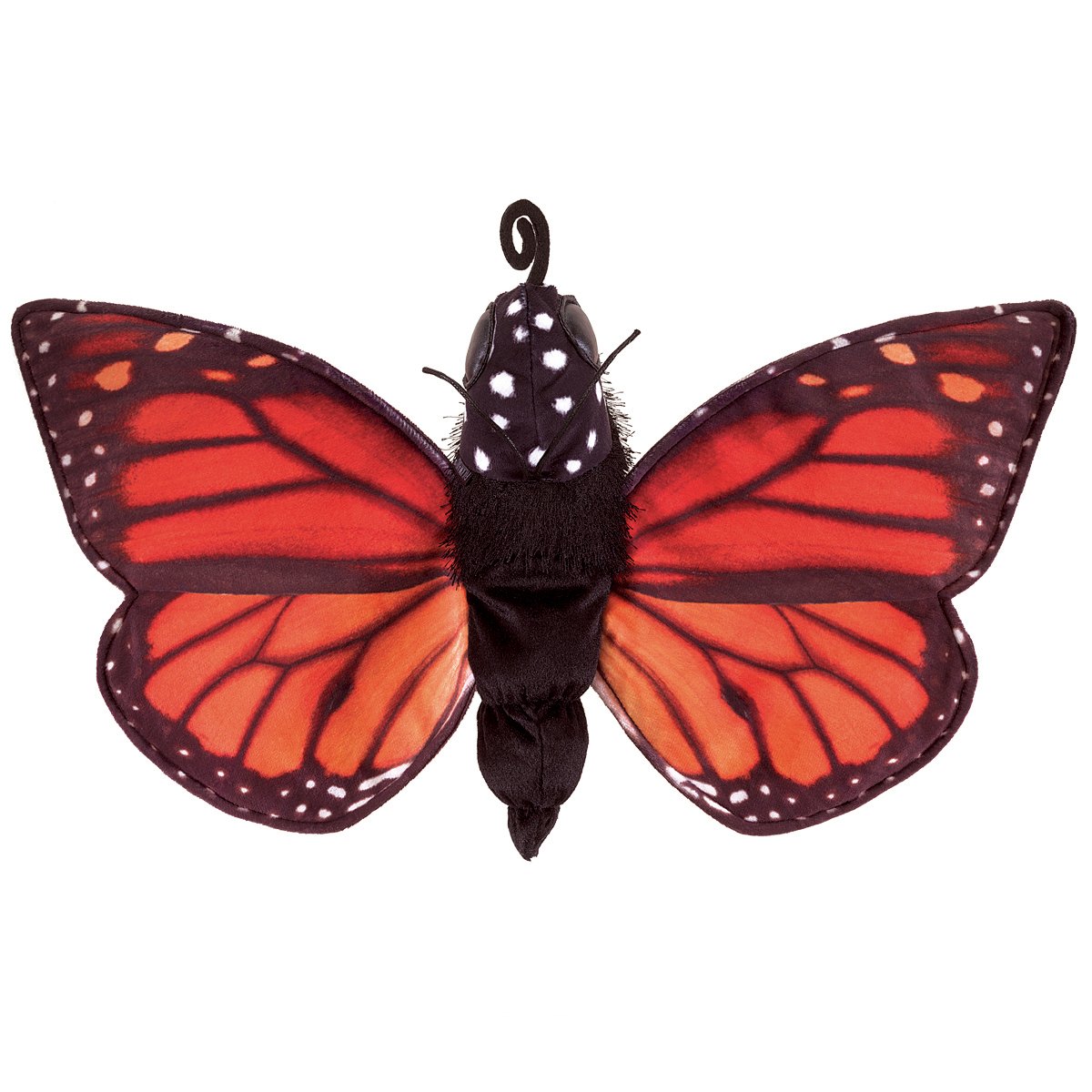 Folkmanis Monarch Life Cycle Reversible Hand Puppet Plush  8  Red-Orange/Purple/Black