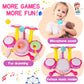 Basytodio Baby Toys 6-12 12-18 Months Musical Drum Set Toy With 2 Sticks Microphone Pink Toy For 1 2 Year Old Girl Music Instrument Learning Toddlers 0-2 1-3 3-5 Easter Gift For One Year Old Girls