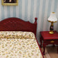 Miniature Furniture Dollhouse Wooden Fabric Bed With Mattress & Pillow 1 12 Scale Furniture Dollhouse Decoration Accessories (Red)