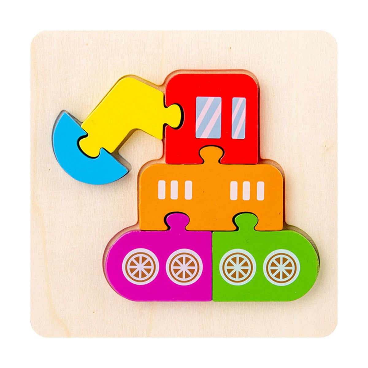 UJEAVETTE Wooden Jigsaw Puzzle Stem Brain Teasers Puzzle Kindergarten Color Perception Excavator