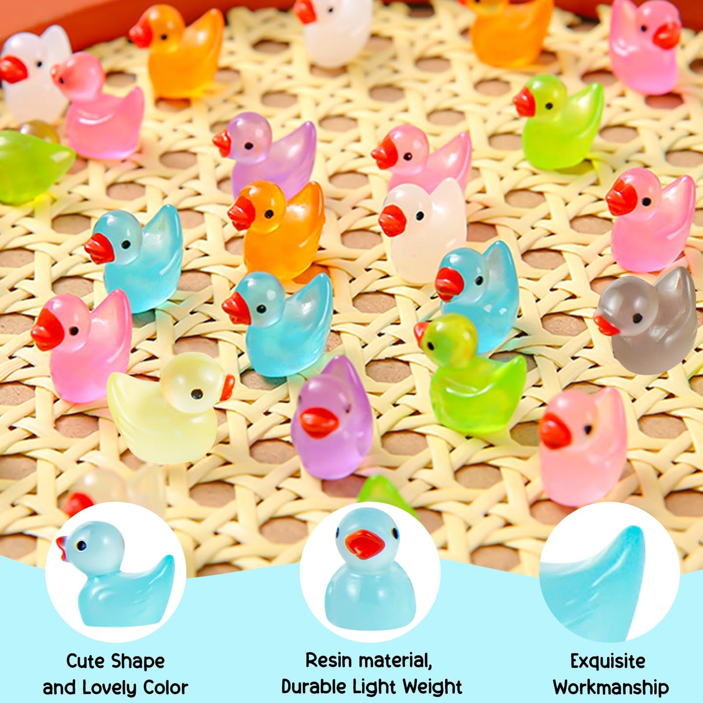 1000Pcs Luminous Mini Resin Duck Tiny Duck Figurine For Fairy Garden Landscape Aquarium Potted Plant Prank Game Diy Ornament Par