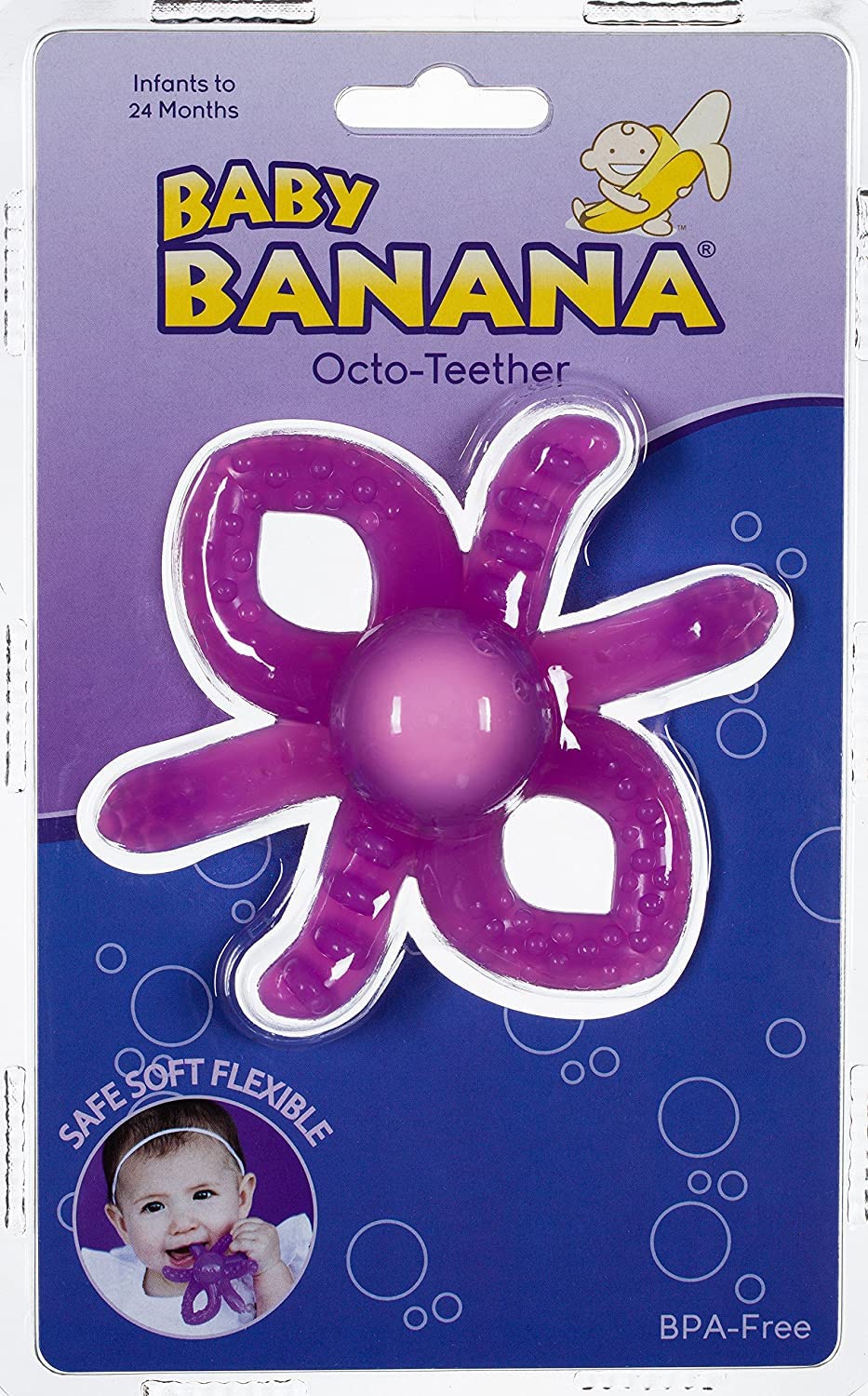 Baby Banana Octopus Teething Toy - Silicone Training Toothbrush for Infants, 1 Count