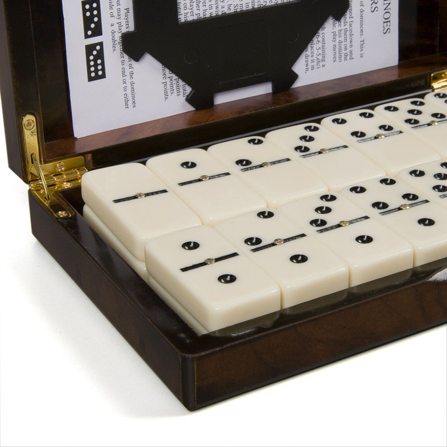 ZOOCEN Dominos Set -Heavy Weighted Black Dot Classic Dominoes Set -28 Tiles Pack in Wooden Case