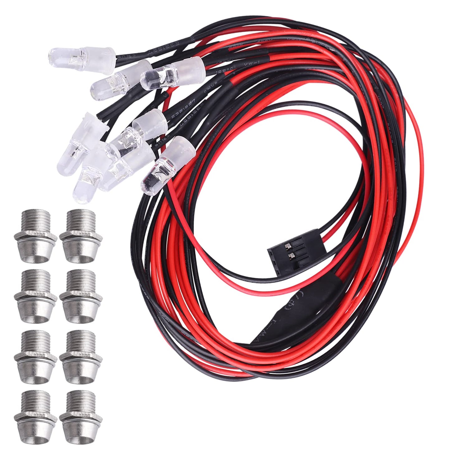 FriHobby 8 LEDs 5 mm LED Light Headlights Taillight Kit Accessories Compatible with Traxxas Arrma Redcat HSP Tamiya Axial SCX10