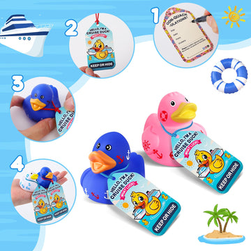 Anggiko 60 Pack Cruise Rubber Duck Kits Includes 20 Pcs Rubber Cruise Ducks, 20 Pcs Tags And 20 Pcs Rubber Bands, Cruise Ships H