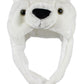 Bioterti Plush Fun Animal Hats -One Size Cap - 100% Polyester With Fleece Lining (White Bear)