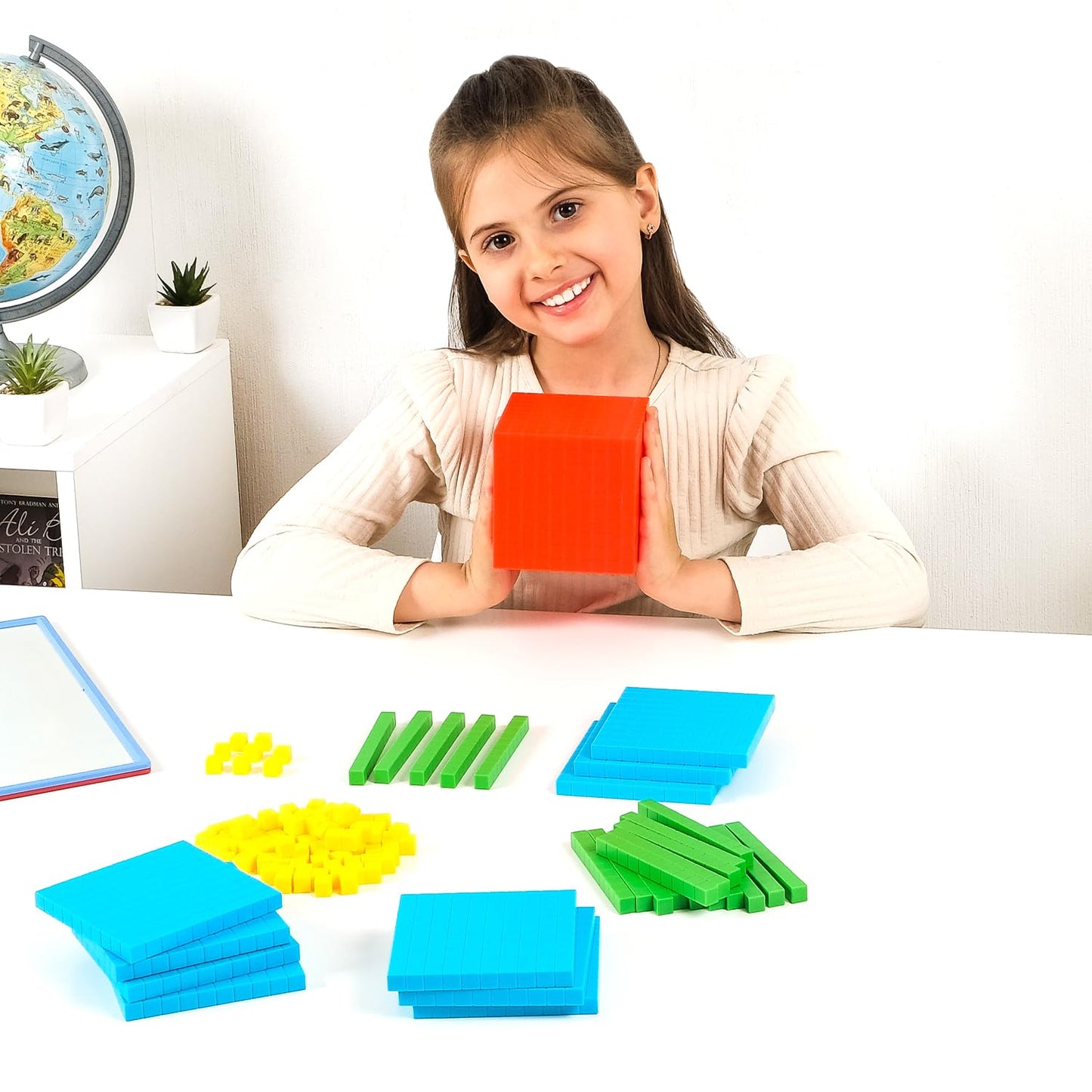 Simply Magic 131 PCS Base Ten Blocks - Math Manipulatives for K-3, Place Value & Counting Cubes, Assorted Colors
