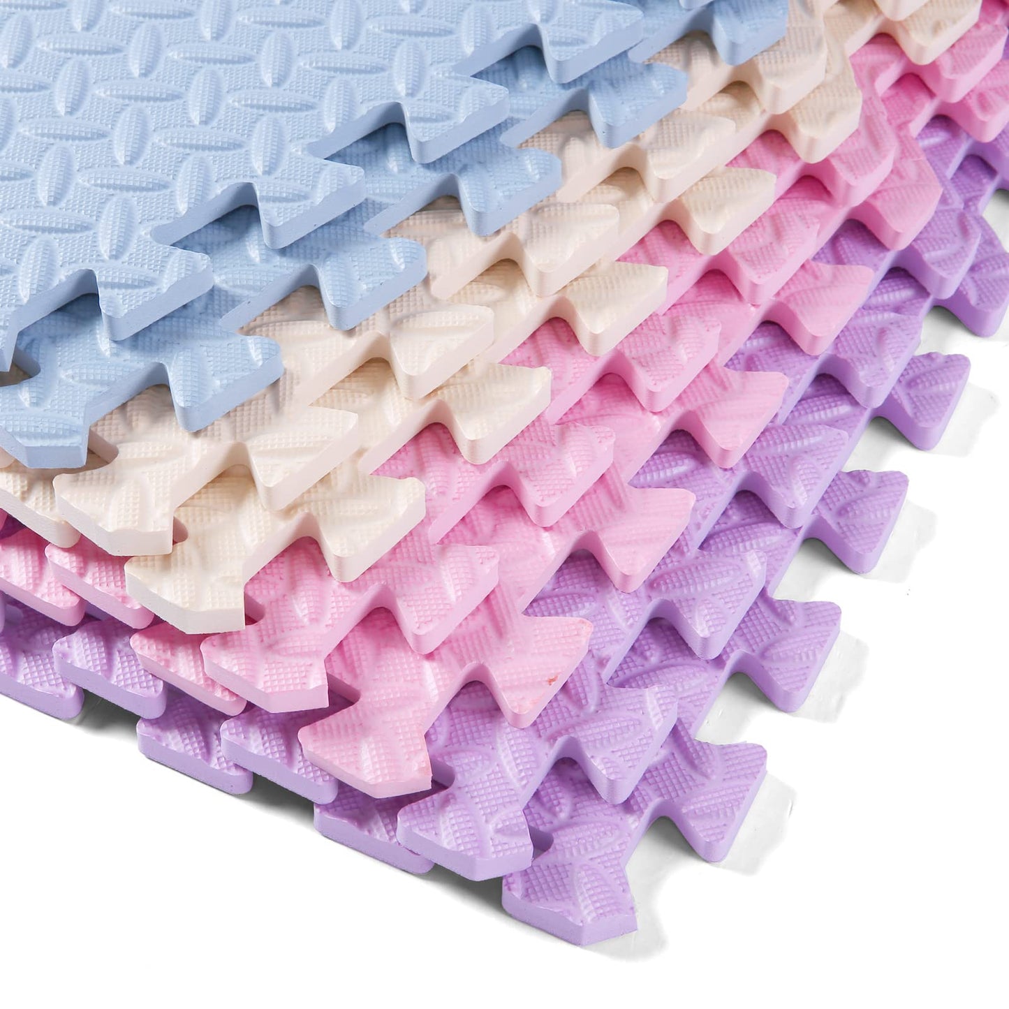 Tamiplay 16Pcs Foam ,Eva Soft Interlocking Floor Mats, Solid Colored Foam Puzzled Baby Play Mat Exercise Mats With Storage Bag(Beige/Pink/Purple/Gray Blue)