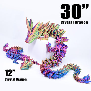 Locyfens Large 30'' 3D Printed Dragon, Articulated 3D Dragon Toys, Long Crystal Dragon Rainbow Red Yellow Blue