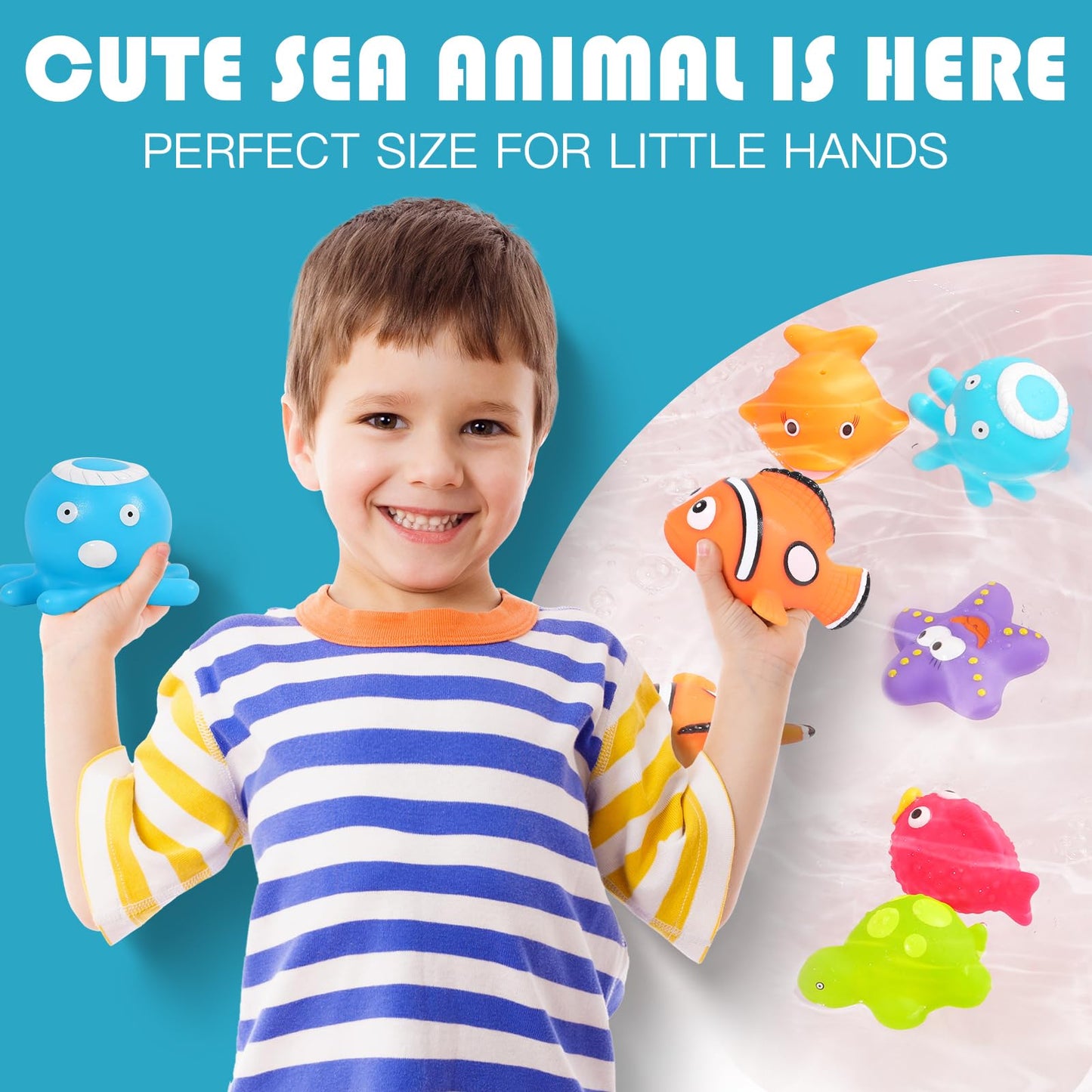 Bath Toys For Kids Ages 1-3, No Hole Ocean Sea Animal Pool Toys, Baby Toddler Bathtub Floating Toy Water Party Decoration Gifts