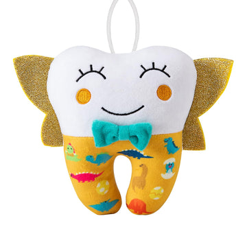 Free-Space Tooth Fairy Pillow For Boy Embroidery With Pocket Shiny Wings Crystal Velvet Tooth Fairy Keepsake Boys Girls Gifts (Y