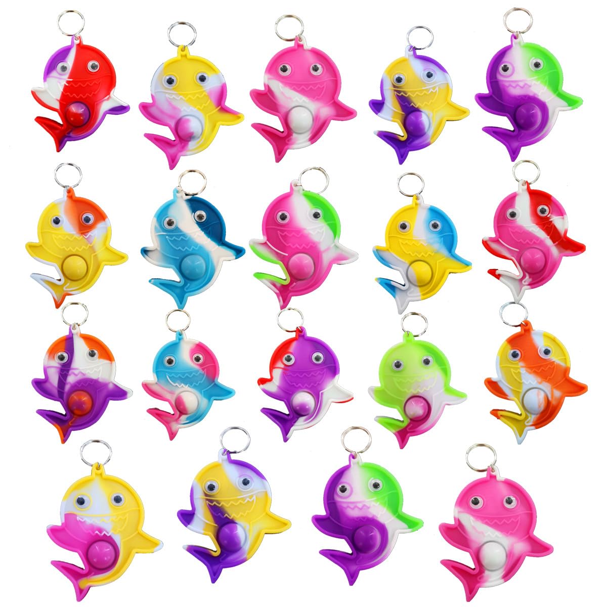 HOZKEAP 20 Packs Bulk Mini pop Fidget Keychain, Birthday Party Favors Classroom Student Prize, Gifts for Boys and Girls Kids