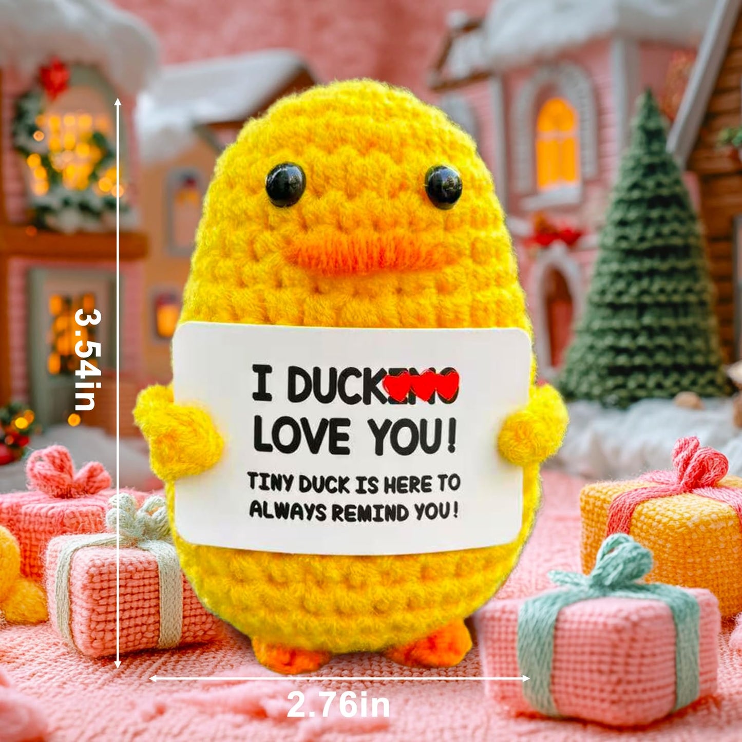 Haibeot Cute Handmade Crochet Duck Gift - 2" Yellow Animal for Her, Anniversary, Birthday, Valentine's, Christmas
