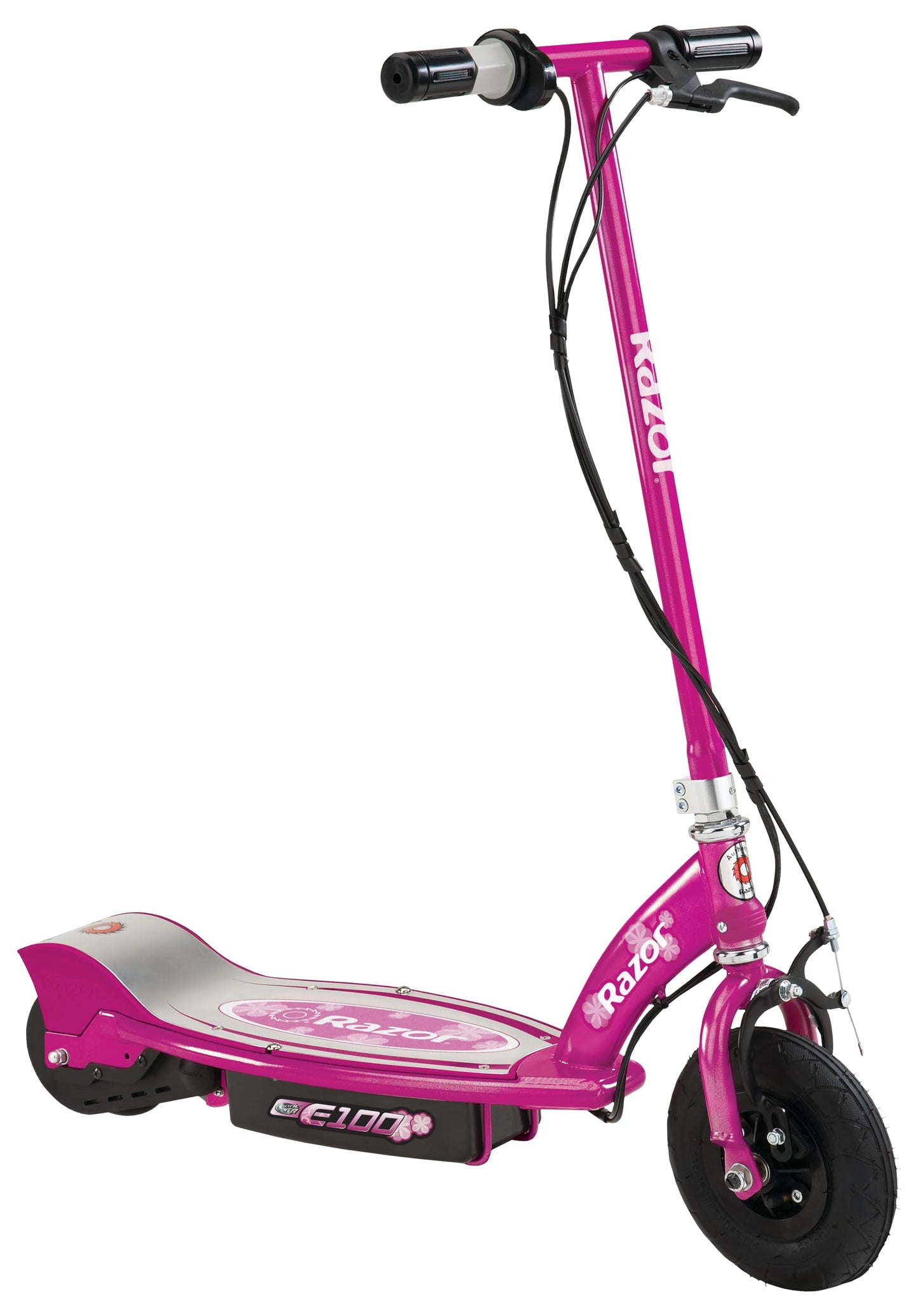 Razor E100 Electric Scooter For Kids Ages 8+ - 8' Pneumatic Front Tire, Hand-Operated Front Brake, Up To 10 Mph And 40 Min Of Ride Time, For Riders Up To 120 Lbs