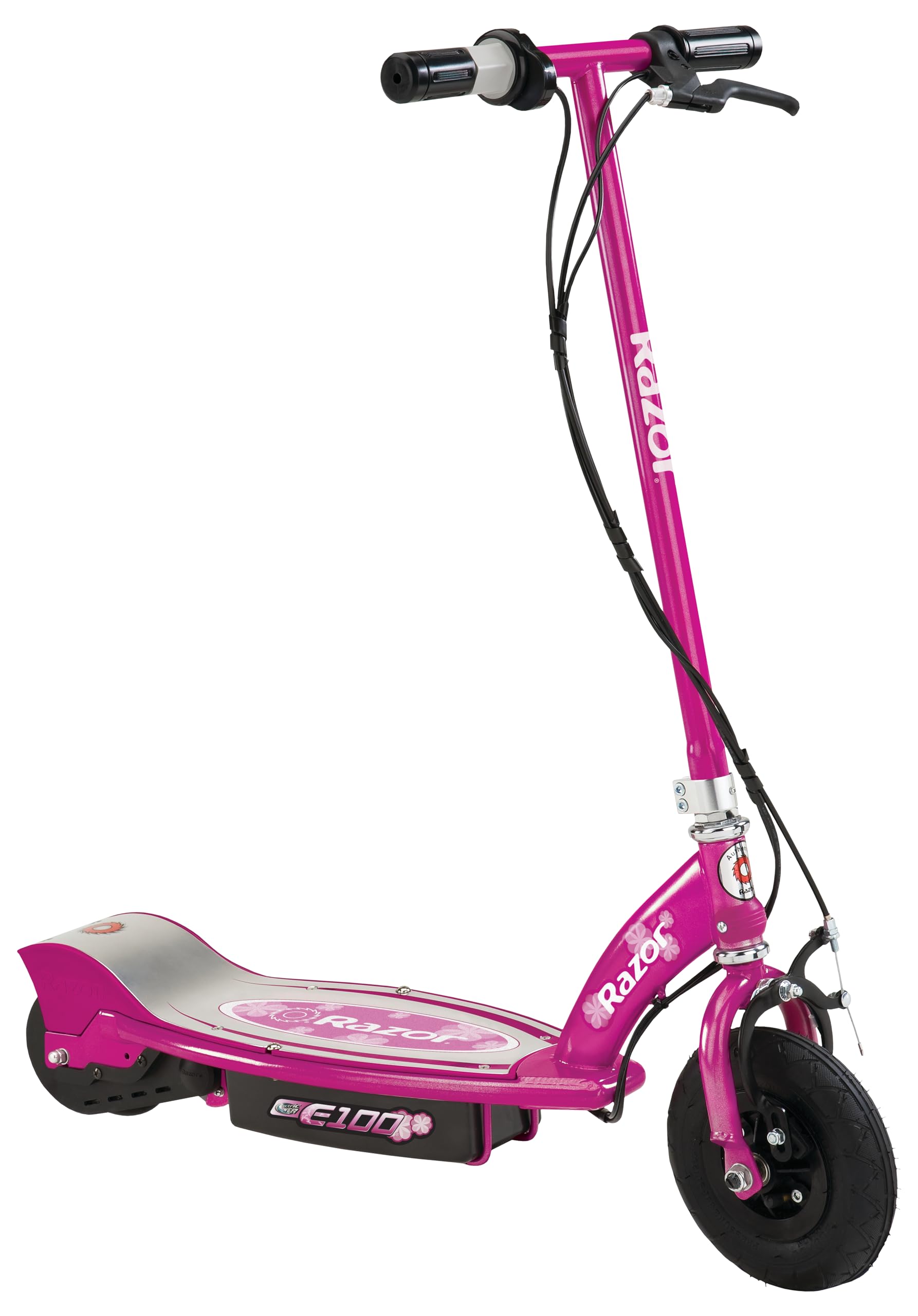 Razor E100 Electric Scooter For Kids Ages 8+ - 8' Pneumatic Front Tire, Hand-Operated Front Brake, Up To 10 Mph And 40 Min Of Ride Time, For Riders Up To 120 Lbs