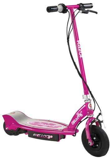 Razor E100 Electric Scooter For Kids Ages 8+ - 8' Pneumatic Front Tire, Hand-Operated Front Brake, Up To 10 Mph And 40 Min Of Ride Time, For Riders Up To 120 Lbs