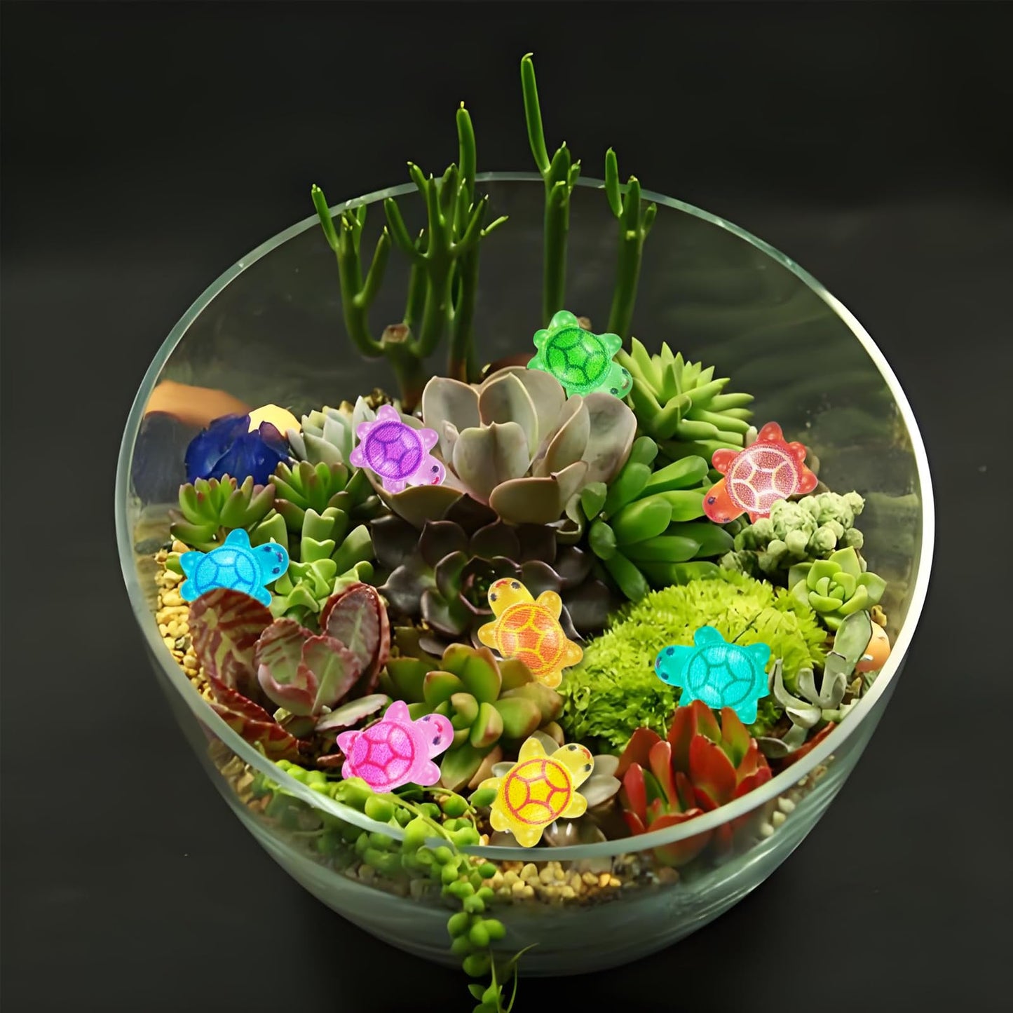 100 Pieces Tiny Turtles for Crafts Luminous Mini Resin Turtles Dollhouse Miniatures Mini Animals for Fairy Garden Micro Landscap