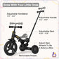 KRIDDO 4-in-1 Kids Tricycle for 1.5 to 3 Yea Old with Parent Steering Push Handle, 12 Inch Front Wheel Trike, Toddler Balance Bi