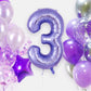 AIQINHU Purple 40 Inch Foil Number 3 Balloon - Giant Mylar Balloon for 3 Year Old Birthday Party Decorations