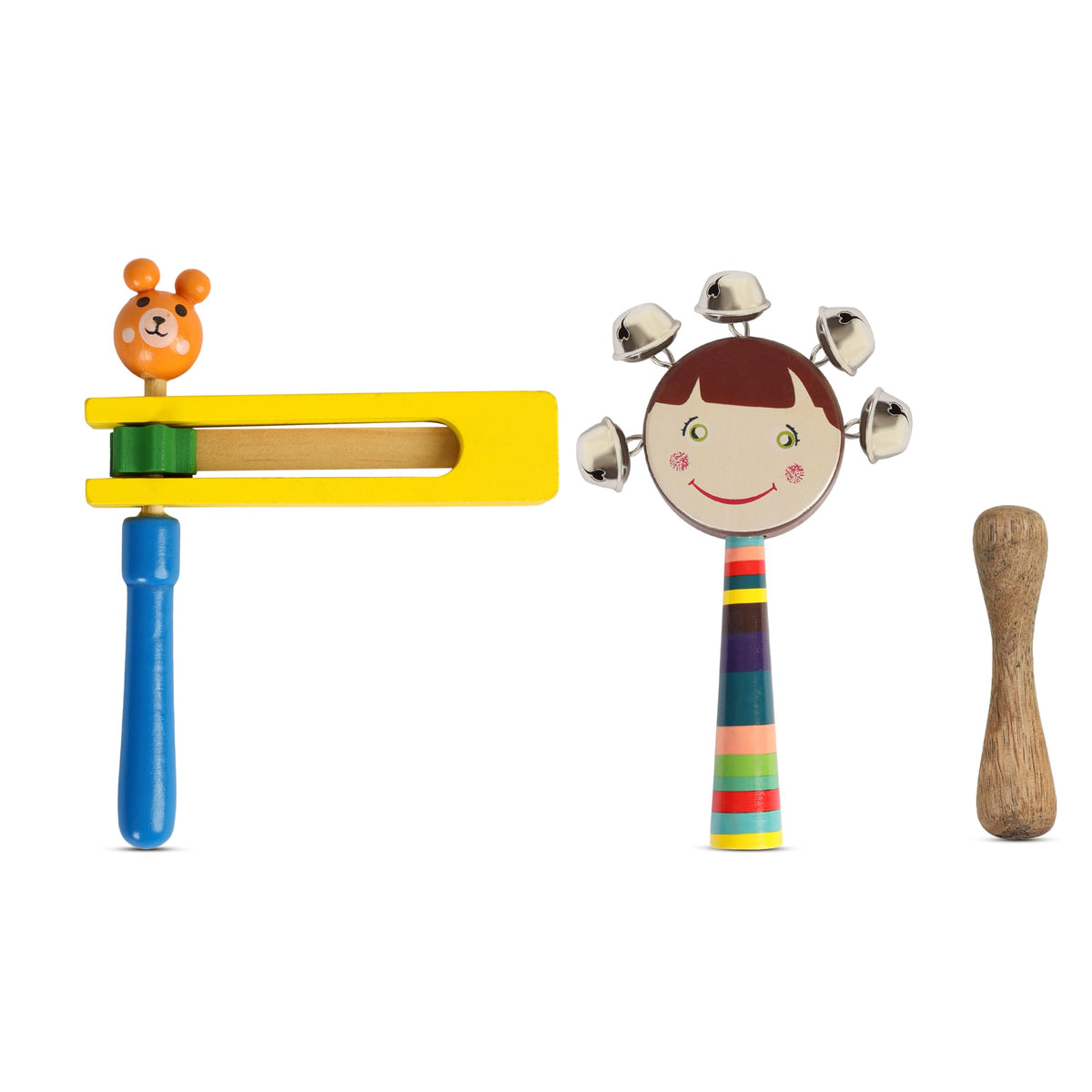 Wooden Baby Rattle & Musical Bell Toy Set | Colorful Handheld Sound Shaker For Infants & Toddlers | Early Learning Sensory Devel