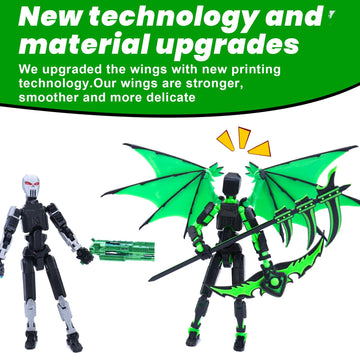 Migess Titan 13 Robot Action Figure,Dummy 13,Articulated Robot With Demon Wings, 3D Printed Robo 13 Action Figure Articulated (B