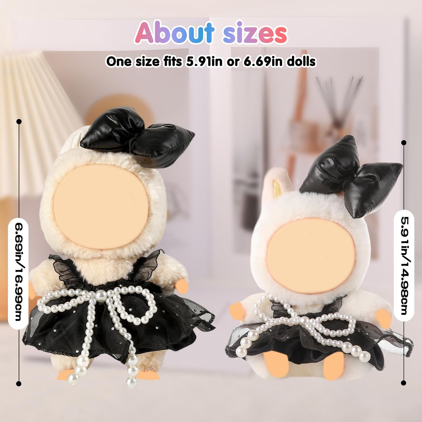 Clothes for 15-17cm Doll  Skirt Set for Dolls  1 Piece Skirt Outfit enhanced Fashion Cute Dress for 15-17cm Dolls Accessories (NO Doll) (Black Bow)