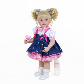 22 Inch Toddler Dolls Galaxia Girl (White And Blue)- Baby Dolls Girl- Cute Soft Vinyl Realistic Baby Doll Poseable Smiling Real Life Baby Dolls With Complete Accessories For 3+ Years Old Gifts