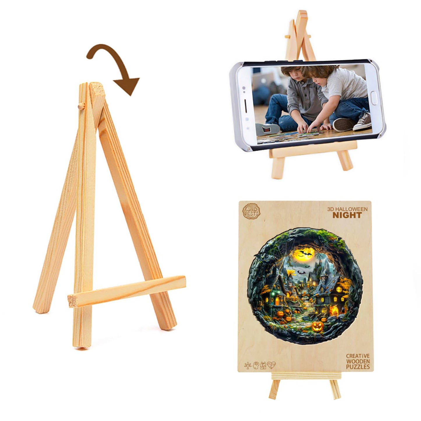 Jigfoxy Wooden Puzzle for mature-themeds  Halloween Night Jigsaw Puzzles for mature-themed  Unique Animal Shape Wood Cut Puzzles  Christmas Thanksgiving Gifts for Friends Family (M-11.4 * 11.3in-195pcs)