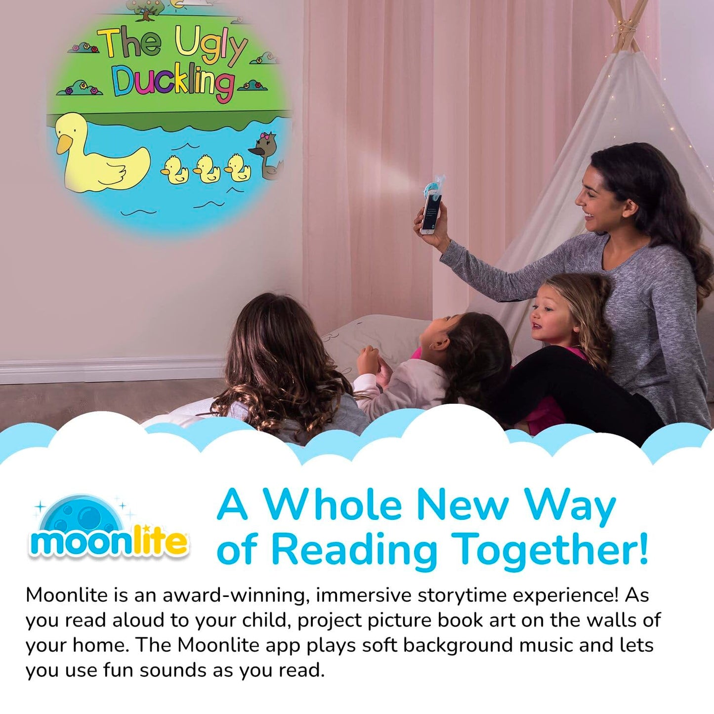 Moonlite Storytime The Ugly Duckling Storybook Reel, A Magical Way To Read Together, Digital Story For Projector, Fun Sound Effects, Toddler Early Learning Toys Gifts For Kids Ages 12 Months And Up