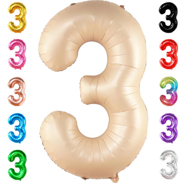 Katchon, Giant, Number 3 Balloon Caramel - 40 Inch | Number Three Balloon, 3Rd Birthday Party Decorations | 3Rd Birthday Balloon, 3Rd Birthday Decorations For Girls | 3 Year Old Birthday Decorations