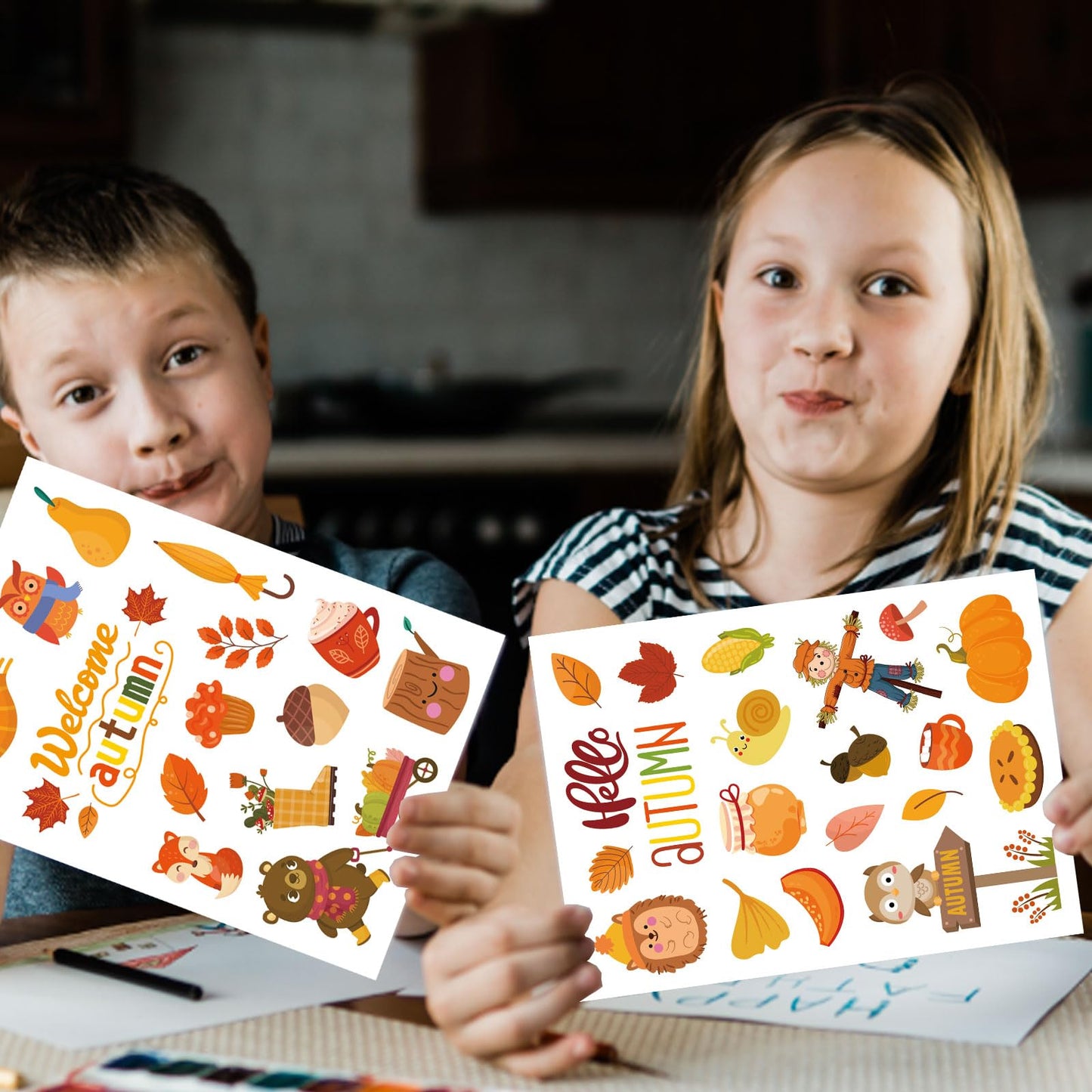 Fall Stickers Autumn Stickers 640Pcs Thanksgiving Stickers For Kids Thanksgiving Autumn Maple Leaves Decal Stickers Thanksgiving
