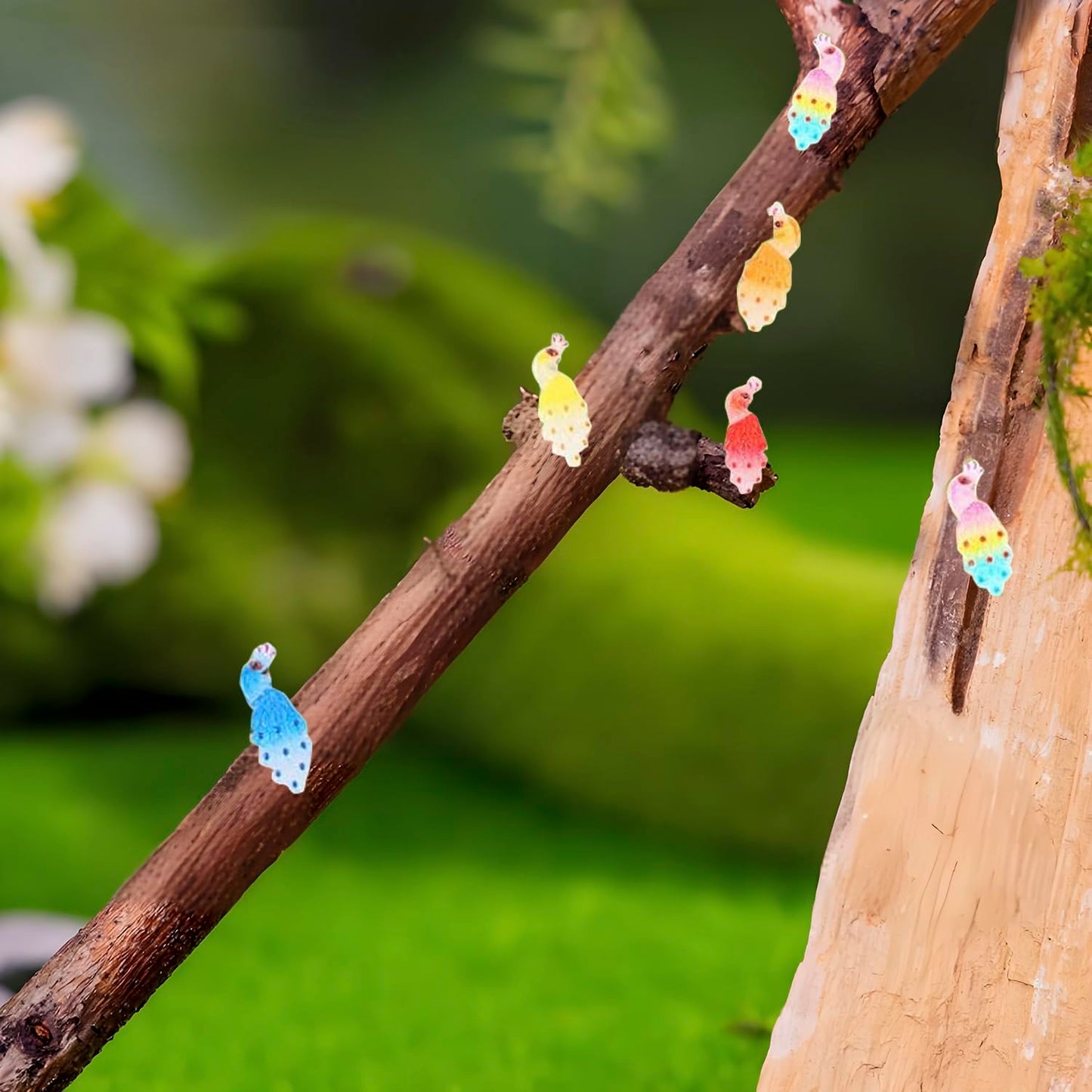 200Pcs Mini Peacock Decor For Dollhouse Resin Animal Tiny For Crafts Micro Miniature Peacock For Fairy Garden Dollhouse Micro La