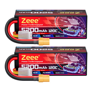 Zeee 4S Lipo Battery 5200Mah 14.8V 120C Hard Case Rc Battery With Xt90 Plug For Rc Car Rc Buggy Truggy 1/10 Scale Racing Truck R