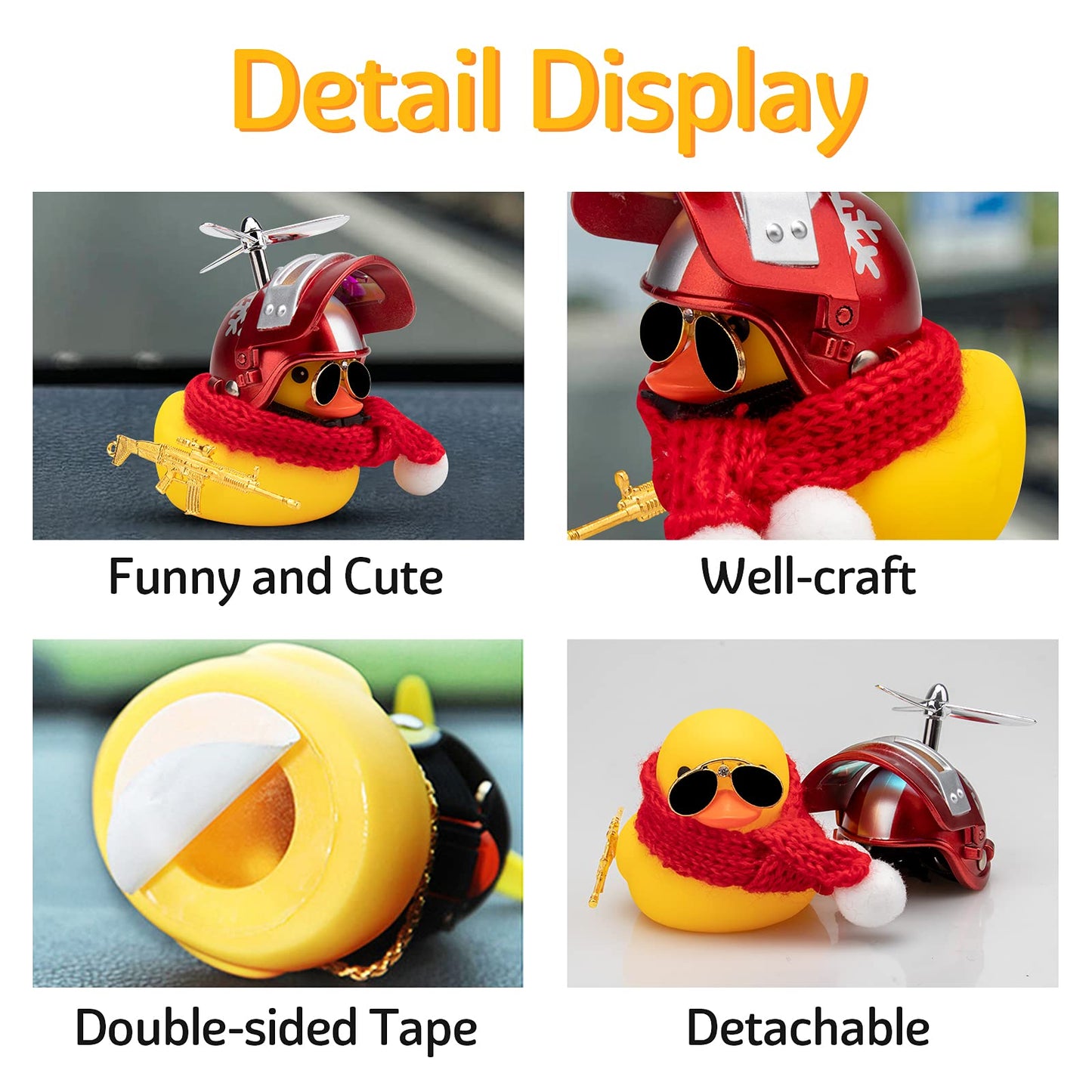 Wonuu Rubber Duck Car Decorations Cute Yellow Duck Car Dashboard Ornaments With Propeller (Y-Snow Flake)