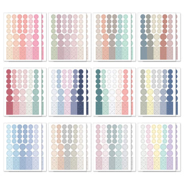 Monolike Diary Deco Palette Stickers Set - Solid Round Dot 24 Sets Of 12 Designs