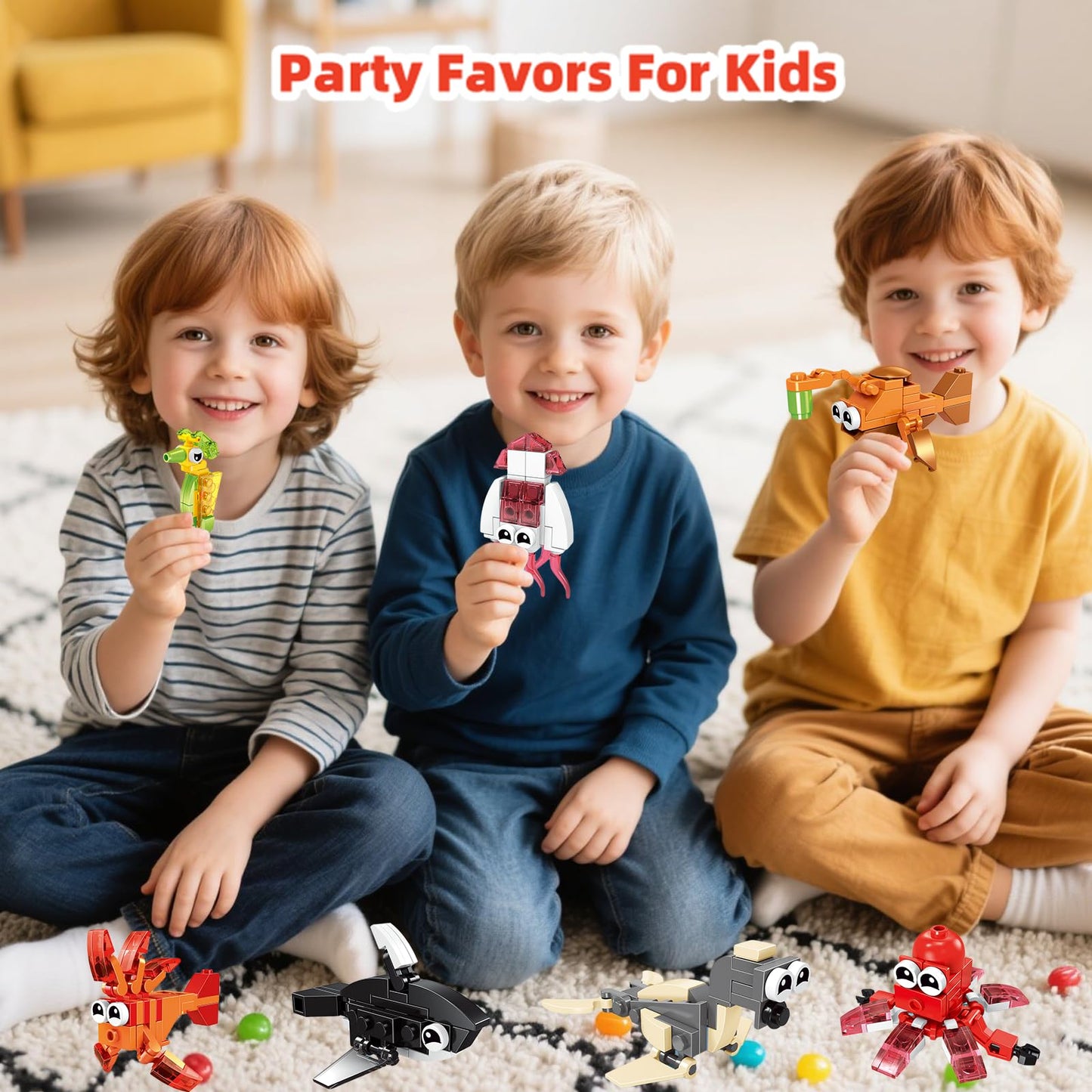 BRAITEN 12 Pack Party Favors Building Blocks,36 pcs Ocean Animal Blocks Set,Perfect for Classroom Prizes, Birthday Party, Easter