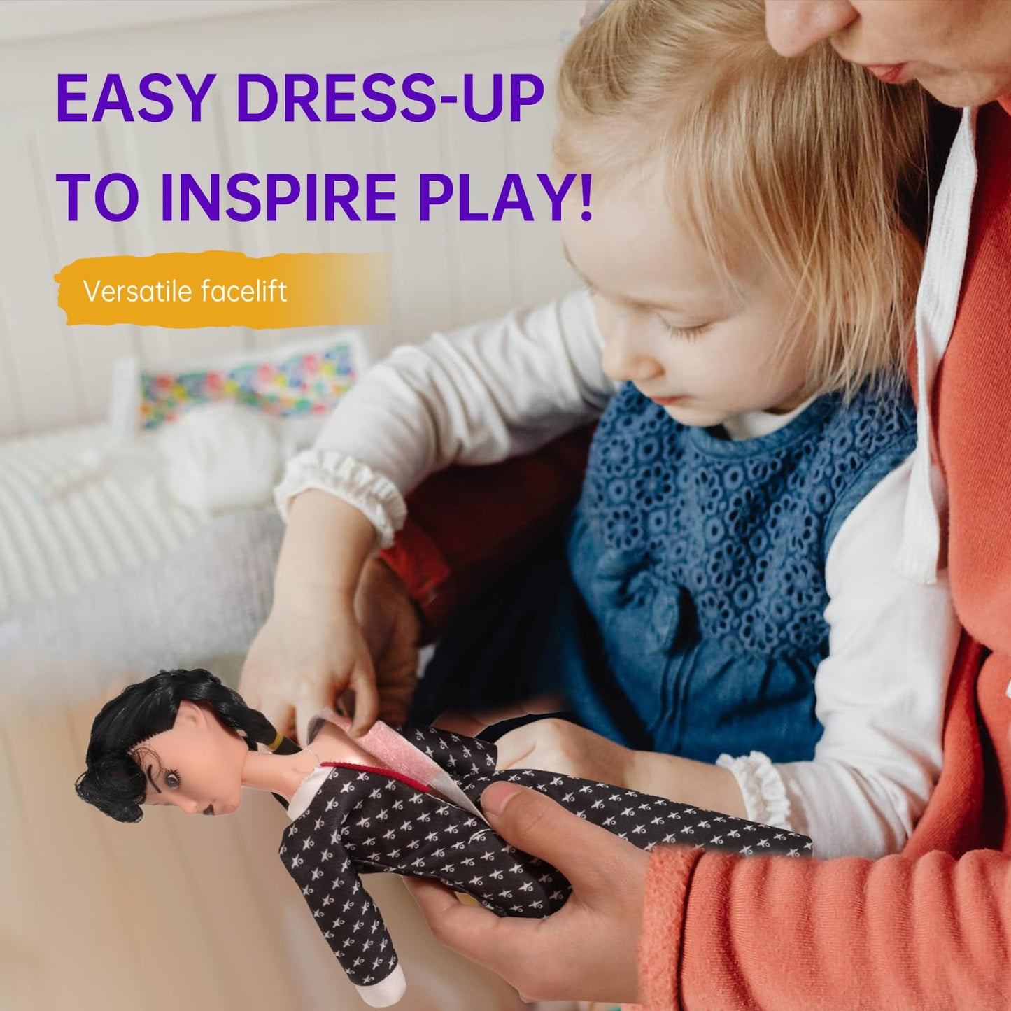 Ttsuimiless 11.5 Inch Girls Dolls, Toys Long Sleeve Dots Black Hair & Black Shoe, Birthday For Girls Fans Kids