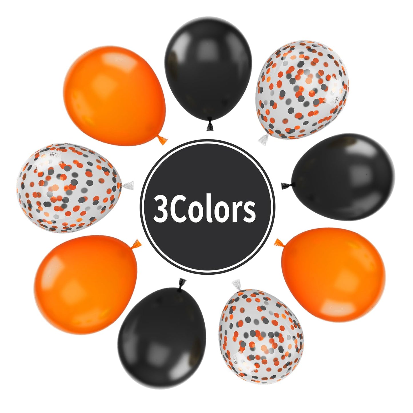 Paready Black Orange Balloons, 30Pcs Halloween Party Balloons 12 Inch Orange Black Confetti Balloons Matte Halloween Latex Ballo