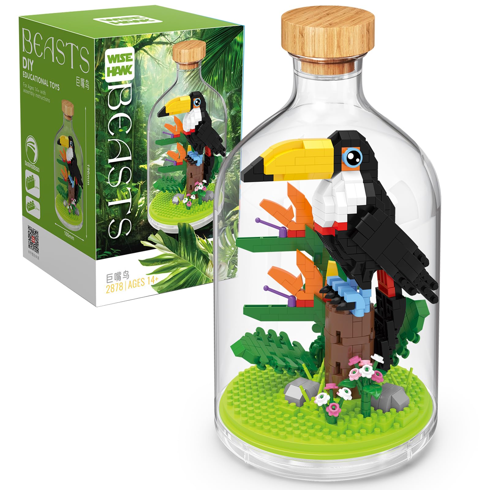 OLTLYUNH Creative Toucan Toy Building Set mature-themed Mini Animal Friend Set Party Favors Gift for Kid Animal Lover Office Home Decor Birds Building Block Kit New Year Easter Birthday Gift for Boys Girls