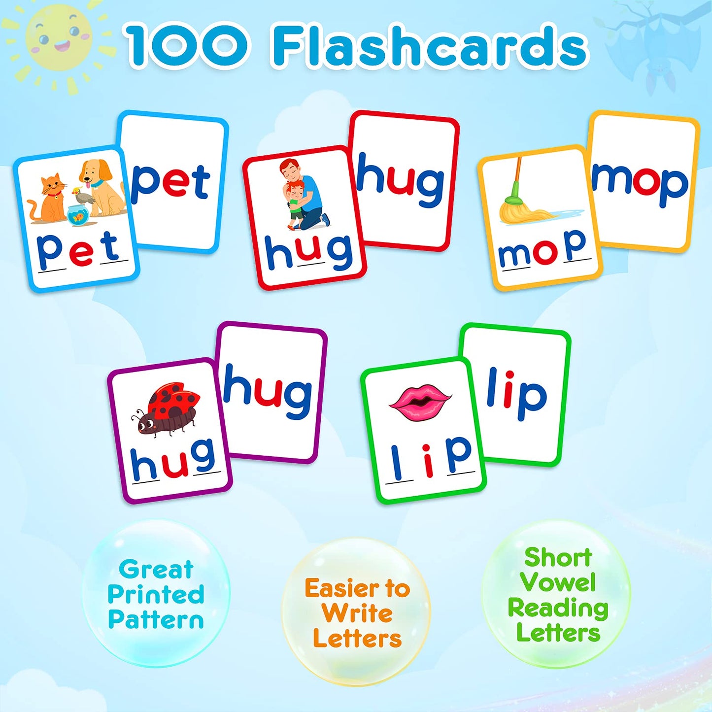 Kmuysl Learning Toys For 2 3 4 5 Years Olds Boys Girls, Short Vowel Spelling Flashcards, Cvc Sight Words Handwriting Cards, Learn To Write Phonics Flash Cards, Presschool Educational Toy For Kids