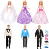 Sotogo 18 Pieces Doll Clothes And Accessories For 11.5 Inch Girl Boy Doll Happy Wedding Playset Include 6 Sets Handmade Doll Groom Suit, Wedding Dress And 6 Pairs Shoes