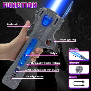 ANNDOFY Light Up Saber for Kids  Dual Light decorative replica blade RGB 7 Colors Changeable with 3 Modes FX Sound  Expandable LED Dual decorative replica blades Set for Galaxy War Fighter Warriors  Halloween Cosplay(2 Pack)