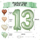 Biapian 40 Inch Sage Green Number 13 Balloons, Large Foil Number 1 & 3 Balloons With 18'' Cream Brown Heart Balloons For 13Th Ye