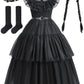 knemmy Black Costume Dress for Girls Kids Toddler Birthday Halloween Cosplay Outfit Black Party Dress (5T/120)