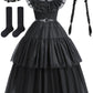 Knemmy Black Costume Dress For Girls Kids Toddler Birthday Halloween Cosplay Outfit Black Party Dress (8-9/140)
