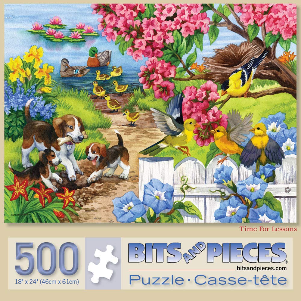 Bits And Pieces – Value Set Of Three 500 Piece Jigsaw Puzzles For Adults – Colorful Flowers Farm And Animal Jigsaw Puzzles By Artist Nancy Wernersbach, Completed Puzzle Size: 18' X 24'