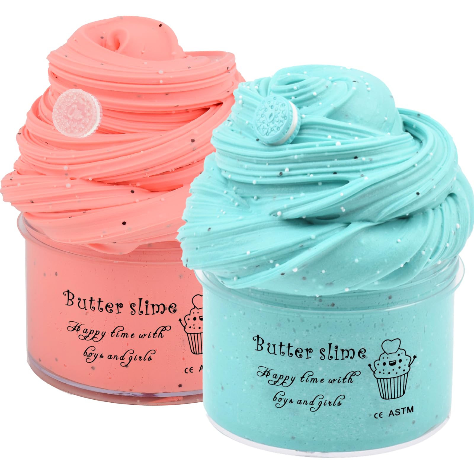 Niuruilsi Scented Big Slime Kit With 2Pack Butter Slime, Soft Stretch With Charm, With Cute Container Non Sticky Diy Surprise Sl