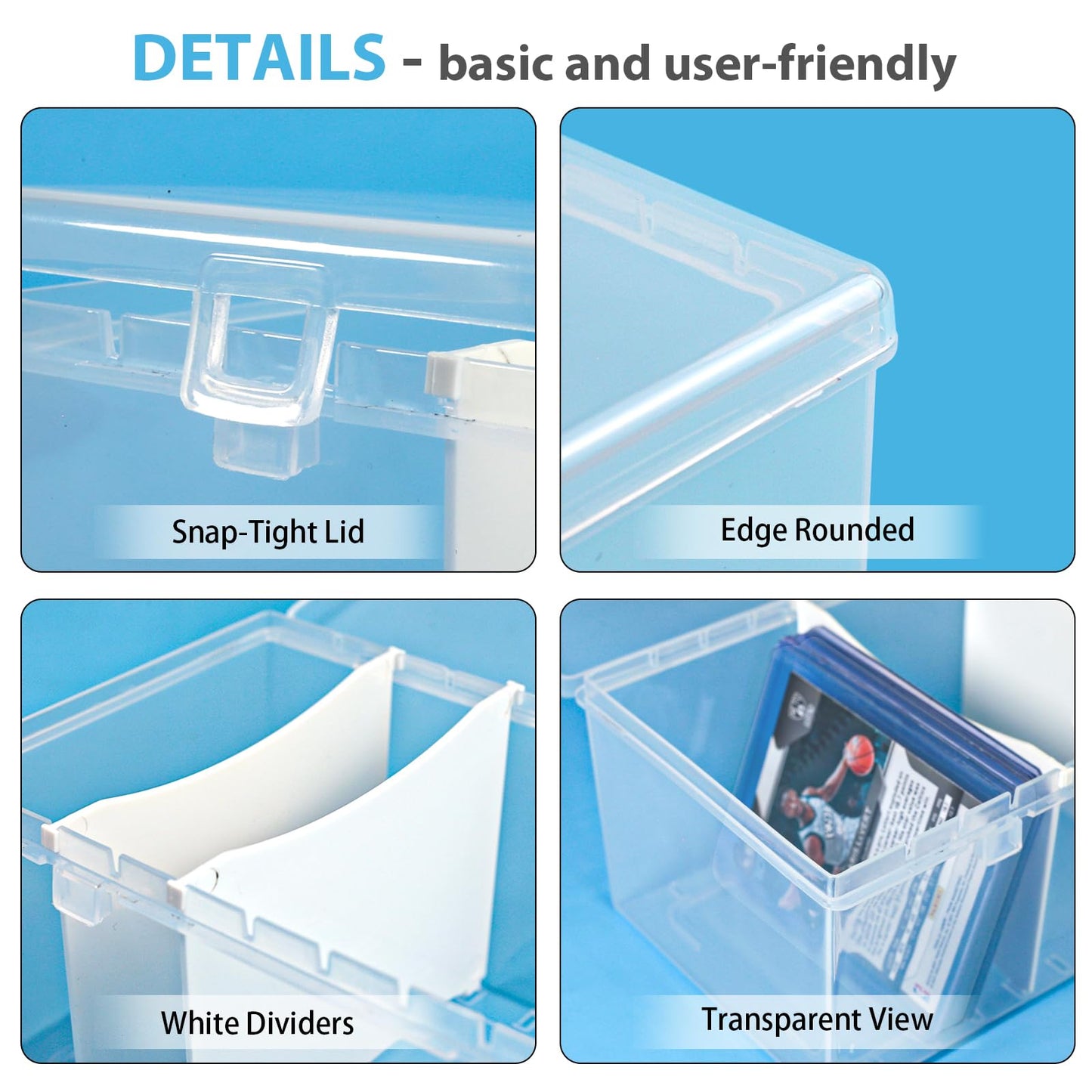 Vowcarol Plastic Top Loader Storage Box With Dividers, Trading Card Storage Box, Sports Cards Storage Box, Top Loader Case For Baseball Cards Storage- 1 Pack